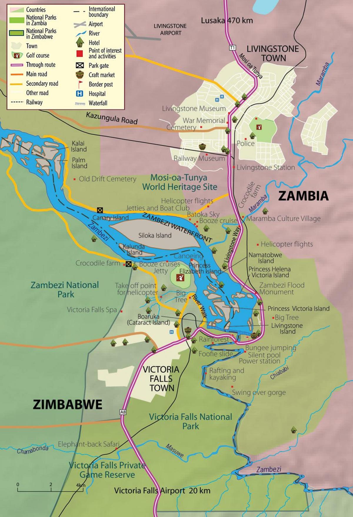 mapa livingstone herri Zambia