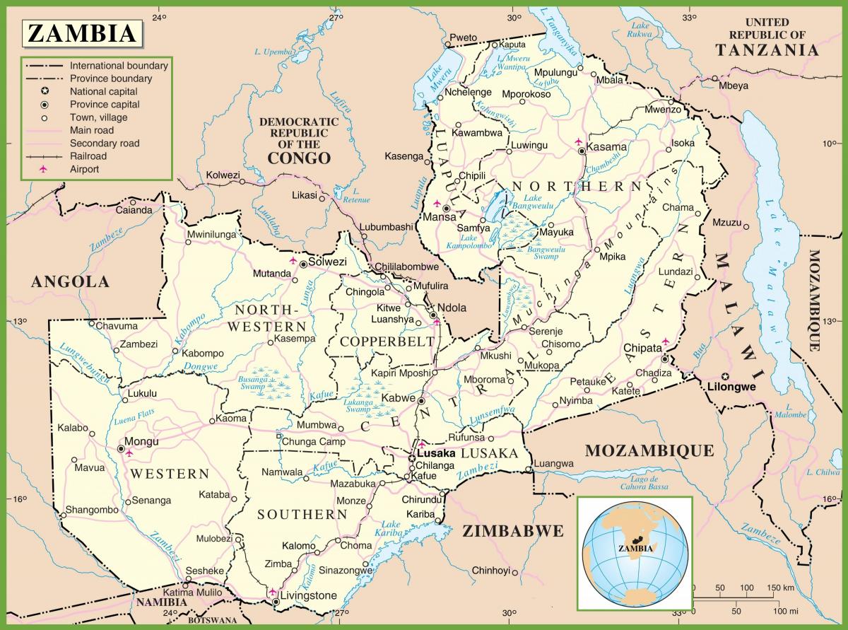 Mapa politiko Zambia