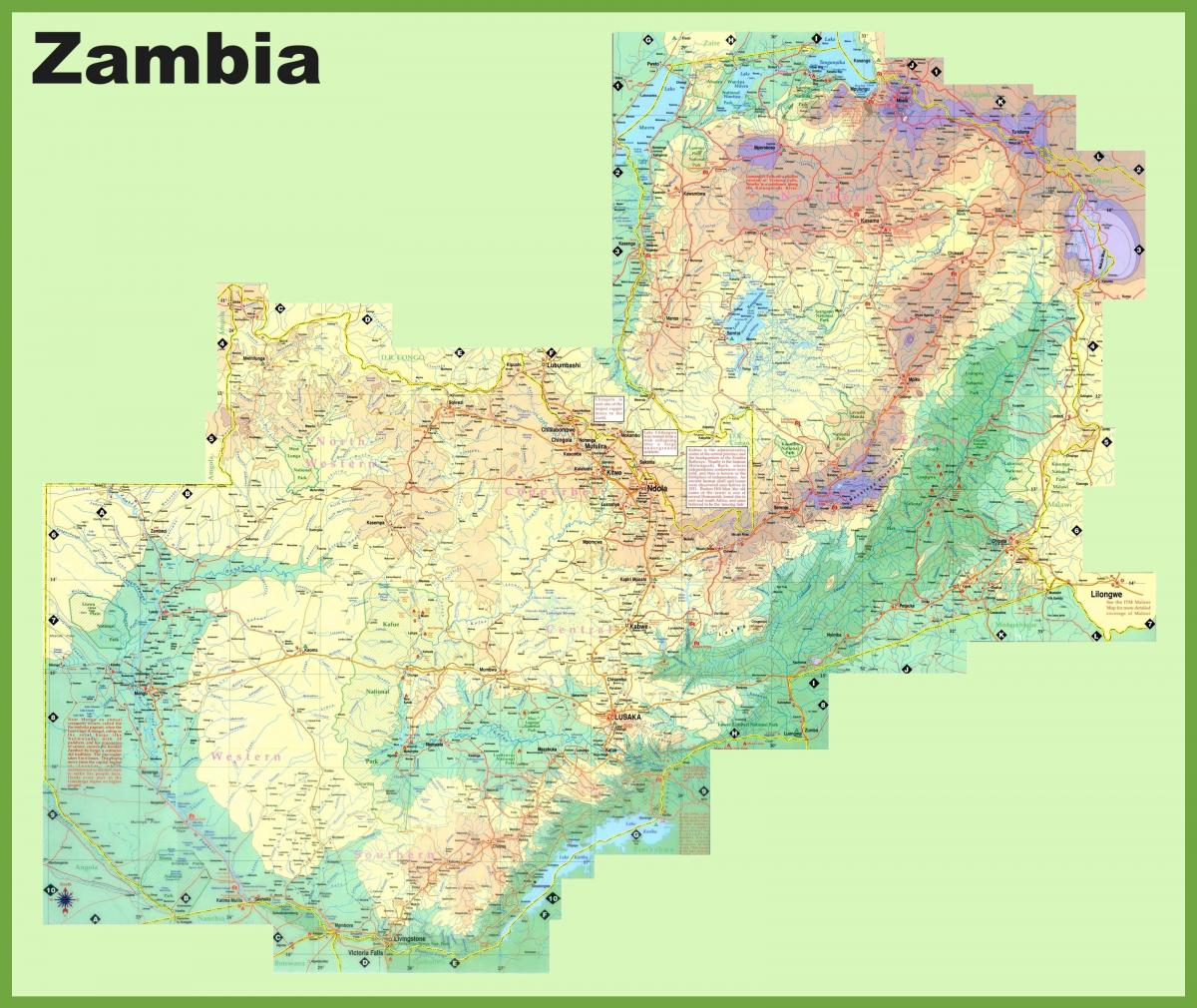 mapa Zambia erakutsiz herri guztiak