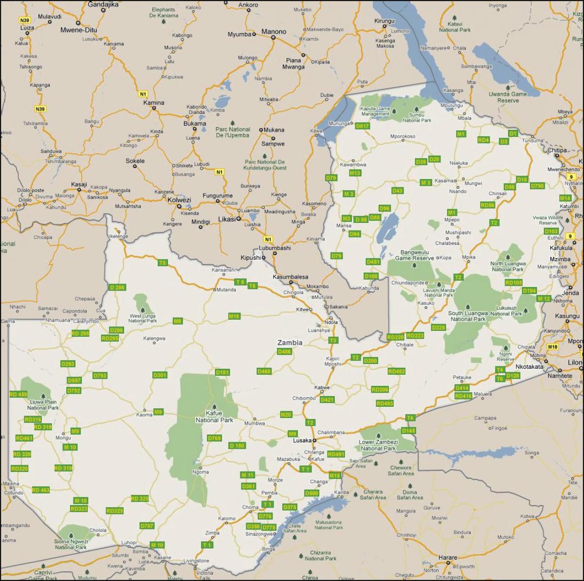Mapa zehatza Zambia
