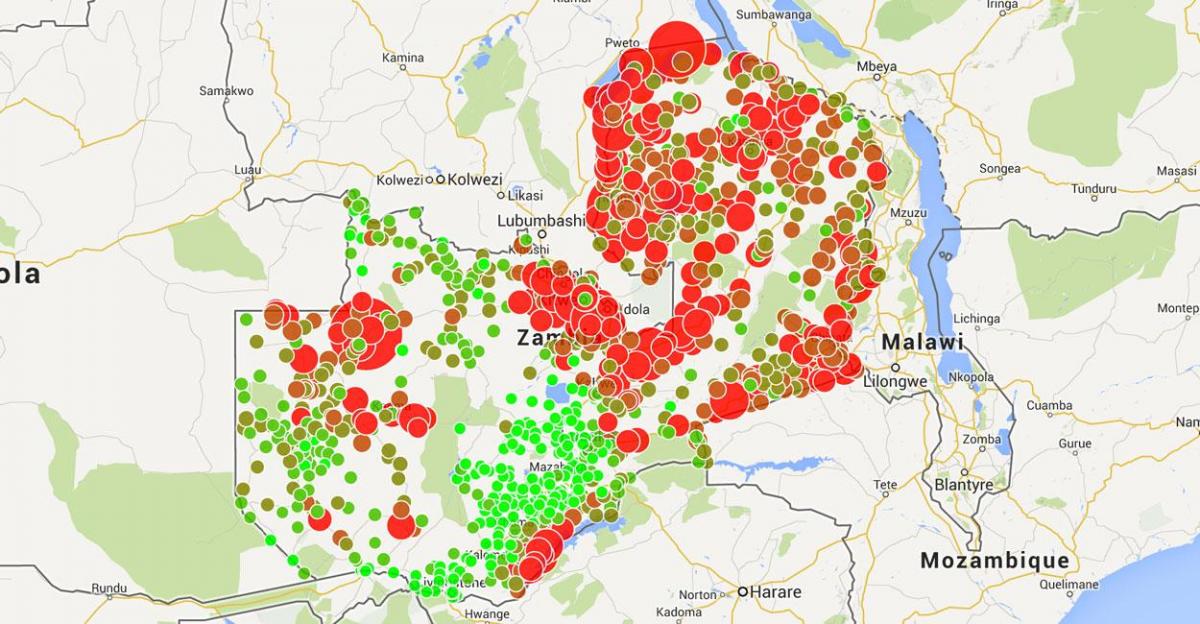 Mapa Zambia malaria