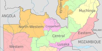 Mapa Zambia erakutsiz 10 probintzien