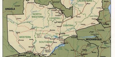 Zambia ezaugarri fisiko mapa